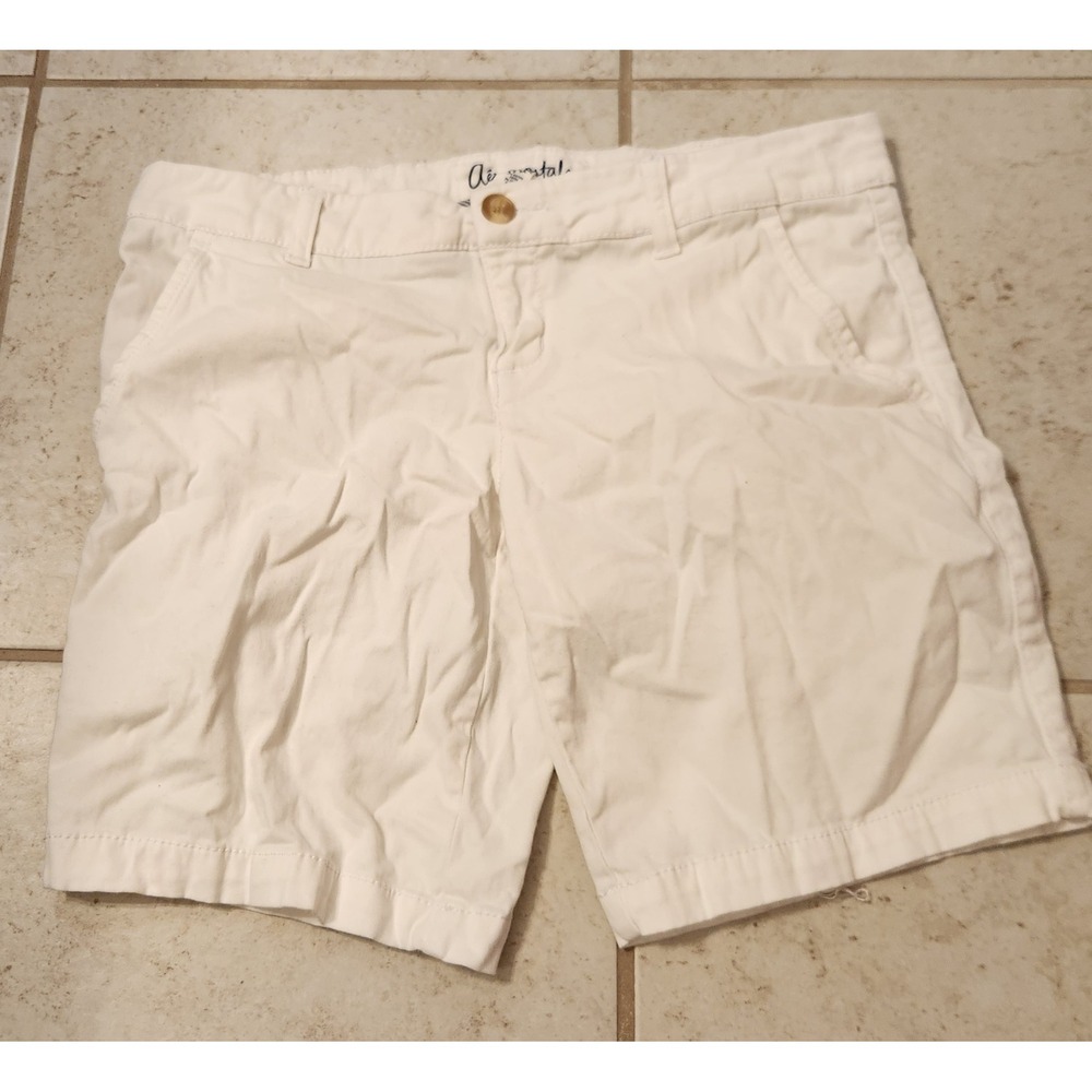 Aeropostale Womens White Chino Shorts Size 7/8 Stretch Cotton Casual Preppy